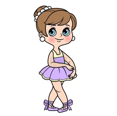 Ilustración de Hermosa bailarina chica en tutú y zapatos puntiagudos variación de color para colorear página aislada sobre un fondo blanco - Imagen libre de derechos