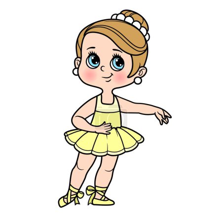 Téléchargez les illustrations : Belle fille ballerine en tutu variation de couleur pour coloriage isolé sur un fond blanc - en licence libre de droit