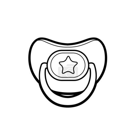 Baby pacifier with asterisk drawing linear drawing for coloring book or icon