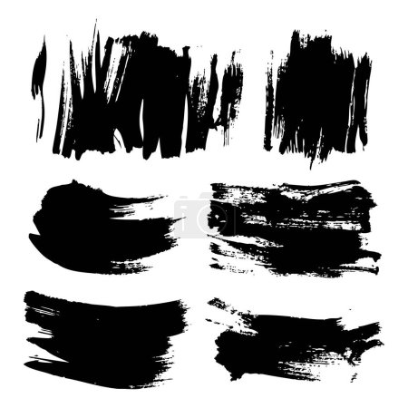Ilustración de Textured abstract big brushstrokes black isolated on white background - Imagen libre de derechos