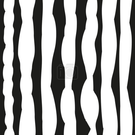 Ilustración de Seamless pattern from white abstract textured brush long vertical strokes on black background - Imagen libre de derechos