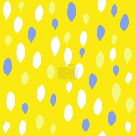 Téléchargez les illustrations : Seamless pattern from yellow,white and blue abstract textured brush vertical strokes on yellow background - en licence libre de droit