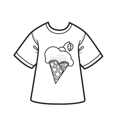 Téléchargez les illustrations : Impression crème glacée sur le contour du T-shirt pour la coloration sur fond blanc - en licence libre de droit