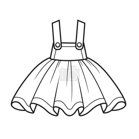 Ilustración de Falda con babero y contorno de correas para colorear sobre un fondo blanco - Imagen libre de derechos
