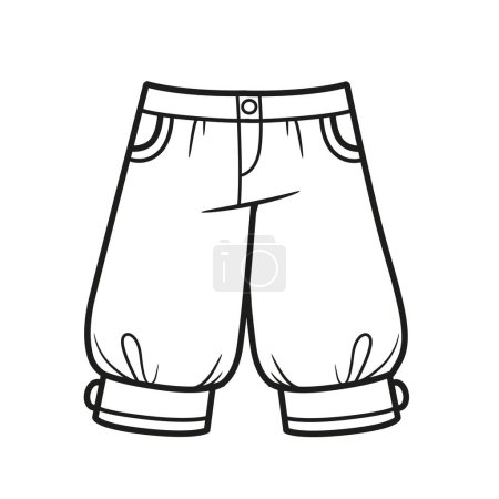 Breeches with cuffs outline for coloring on a white background