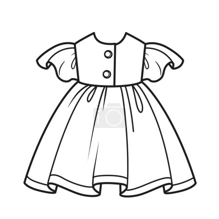 Illustrazione per Bello il contorno del vestito per la colorazione su sfondo bianco - Immagini Royalty Free