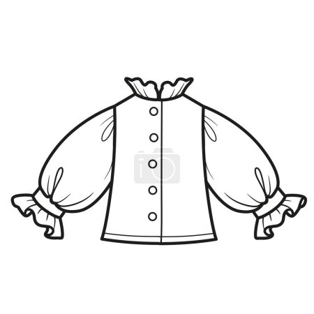 Victorian blouse outline for coloring page on a white background