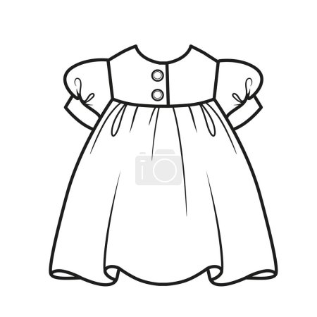 Illustrazione per Bellissimo profilo vestito per la pagina da colorare su uno sfondo bianco - Immagini Royalty Free
