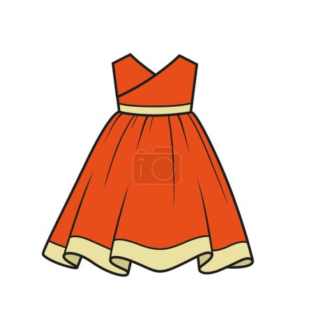 Illustration for Beautiful casual summer dress color variation for coloring page on a white background - Royalty Free Image