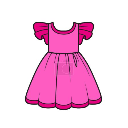 Illustration for Beautiful dress color variation for coloring page on a white background - Royalty Free Image