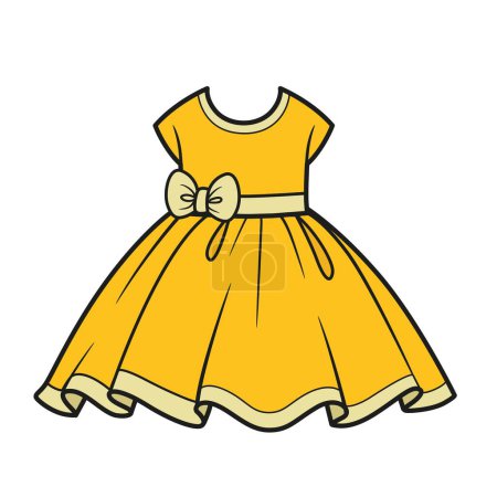 Illustration for Dress with fluffy skirt color variation for coloring on a white background - Royalty Free Image