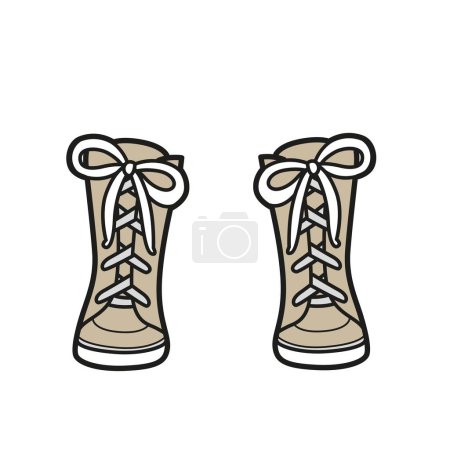 Illustration for Lace-up high boots color variation for coloring page on a white background - Royalty Free Image