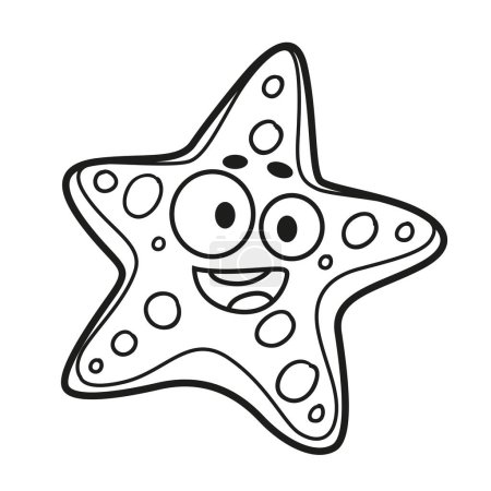 Illustration for Cute cartoon starfish outlined for coloring page isolated on white background - Royalty Free Image
