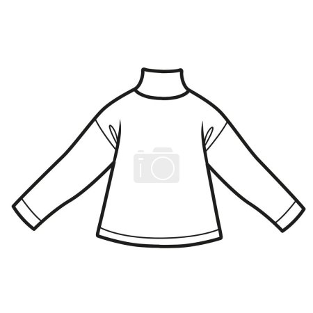 Illustration for Casual unisex turtleneck outline for coloring on a white background - Royalty Free Image