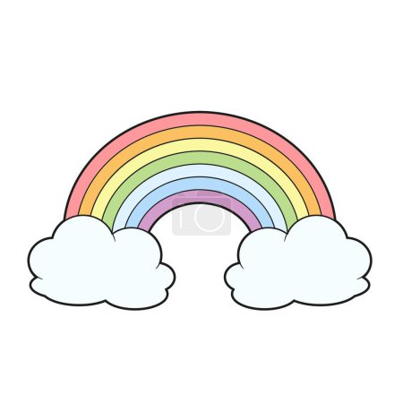 Dibujos animados simétricos variación de color del arco iris para colorear página sobre fondo blanco 