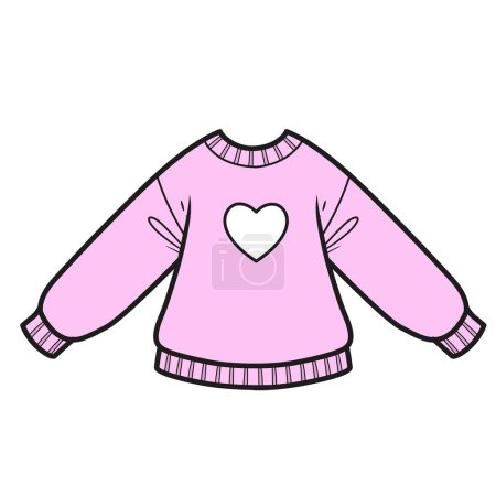 Illustration for Casual long sleeve with heart print color variation on a white background - Royalty Free Image