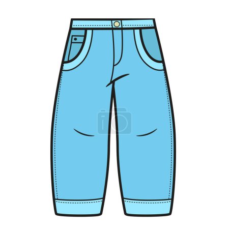 Illustration for Wide blue jeans, tapered at the bottom color variation for coloring page isolated on white background - Royalty Free Image