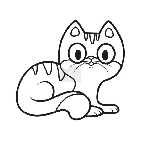 Foto de Lindo gatito de dibujos animados delineado para colorear página sobre un fondo blanco - Imagen libre de derechos