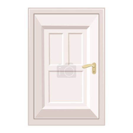Ilustración de Puerta delantera rectangular de madera blanca aislada sobre fondo blanco - Imagen libre de derechos