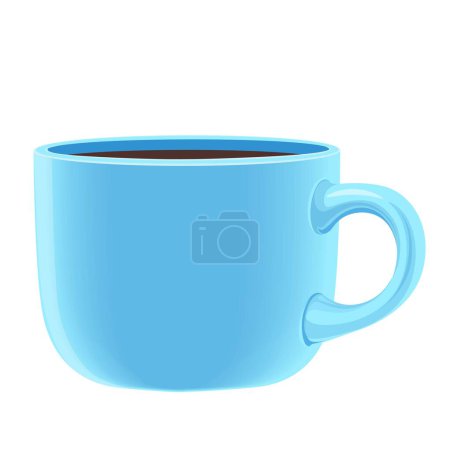 Téléchargez les illustrations : Grande tasse de thé ou de café en céramique bleue isolée sur fond blanc - en licence libre de droit