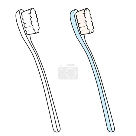 Página para colorear cepillo de dientes de objeto aislado sobre un fondo blanco