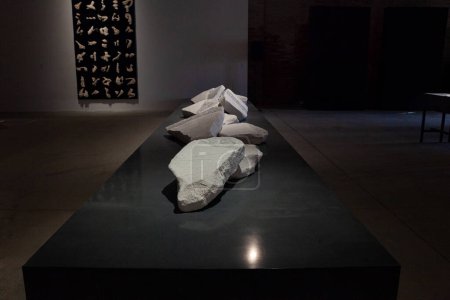 Foto de Venice, Italy - April 18, 2024: Installation by Shi Hui, titled Writing-Non-Writing at the China Pavilion at the Arsenale during the 60th International Art exhibition of Venice biennale - Imagen libre de derechos