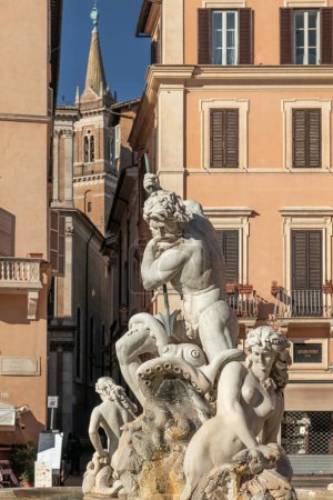 Foto de Roma, Italia- Noviembre 2022: Fuente Quatro Fiumi en Piazza Navona - Imagen libre de derechos