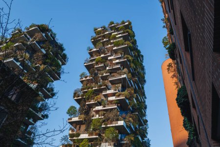 Photo for Milano, Italy - April 2023: The iconic Bosco Verticale building in the Isola district - Royalty Free Image