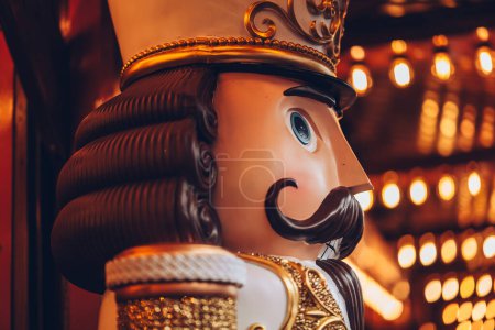Photo for Luxembourg City, 01 December 2023 : The nutcracker statue close up at the Winterlights Christmas markets in the city - Royalty Free Image