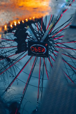 Photo for Luxembourg City, 01 December 2023 : Panoramic wheel reflections at the Winterlights Christmas markets in the city - Royalty Free Image