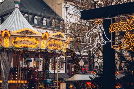 Photo for Luxembourg City, 01 December 2023 : Winterlights Christmas markets in the city - Royalty Free Image