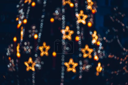 Photo for Luxembourg City, 01 December 2023 : Lights decorations at the Winterlights Christmas markets in the city - Royalty Free Image