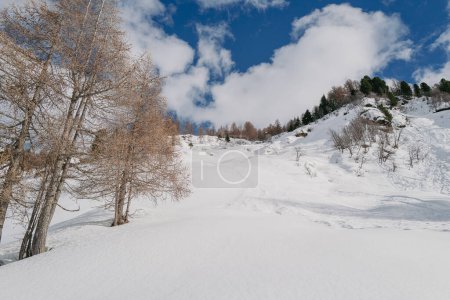 Saint Moritz, Suisse - Mars 2024 : Montagnes à couper le souffle couvertes de neige autour du lac de Sils et du village de Maloja