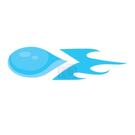Ilustración de Logo, gota de agua estilizada azul vuela hacia un lado, objeto aislado sobre un fondo blanco, ilustración vectorial, eps - Imagen libre de derechos