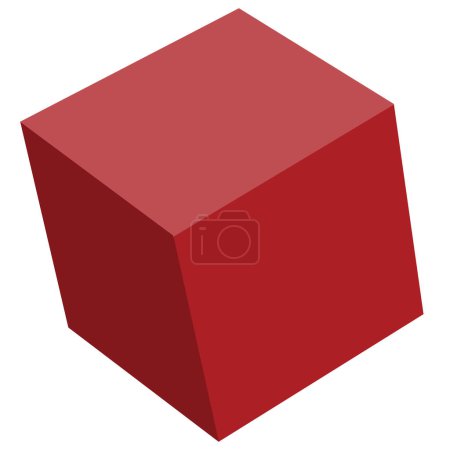 Illustration for Volumetric polygon in red color, isolated object on white background, vector illustration, mathematical figure, eps - Royalty Free Image