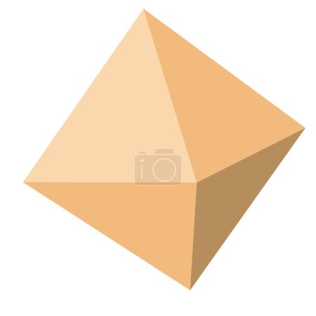 Illustration for Volumetric polygon in beige color, isolated object on white background, vector illustration, mathematical figure, eps - Royalty Free Image