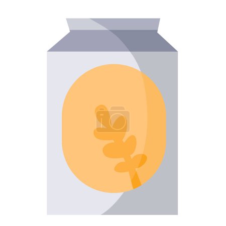 Illustration for Gray plastic jar from a supermarket with a label on which rye is drawn, isolated object on a white background, vector illustration, eps - Royalty Free Image