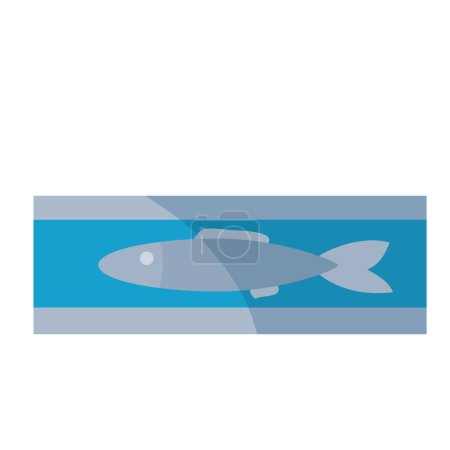 Téléchargez les illustrations : Tin with canned food, fish is written on the tin, flat, isolated object on a white background, vector illustration, eps - en licence libre de droit