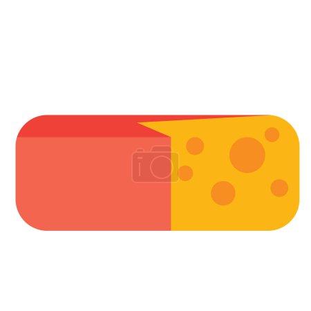 Téléchargez les illustrations : Notched head of cheese in a red shell, flat, isolated object on a white background, vector illustration, eps - en licence libre de droit
