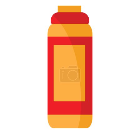 Illustration for Plastic bottle in red and yellow colors, flat, isolated object on a white background, vector illustration, eps - Royalty Free Image