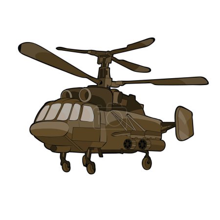 Illustration for Helicopter in brown color, isolated object on white background, vector illustration, eps - Royalty Free Image