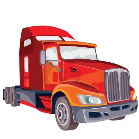 Téléchargez les illustrations : Grand camion rouge, illustration sur fond blanc, illustration vectorielle, eps - en licence libre de droit