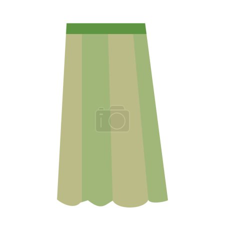 Ilustración de Plano, falda verde de moda, objeto aislado sobre fondo blanco, ilustración vectorial, eps - Imagen libre de derechos