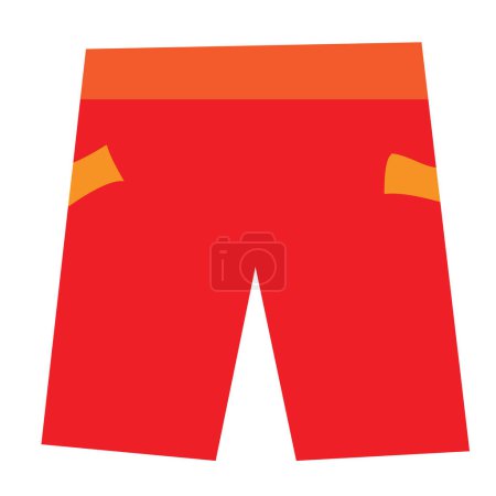 Illustration for Flat, trendy, red shorts with yellow lapels, isolated object on a white background, vector illustration, eps - Royalty Free Image