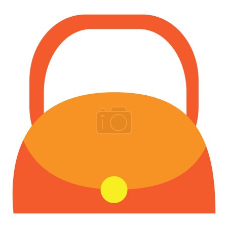 Téléchargez les photos : Sac femme en forme de demi-cercle de couleur orange, plat, objet isolé sur fond blanc, illustration vectorielle, eps - en image libre de droit