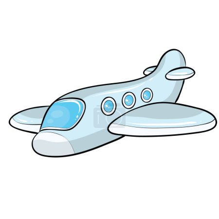 Téléchargez les photos : Avion de couleur bleue, illustration de dessin animé, objet isolé sur fond blanc, vecteur, eps - en image libre de droit