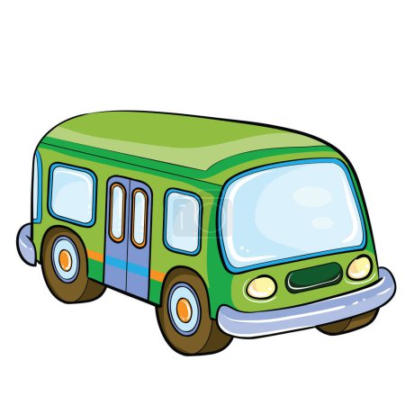 Téléchargez les photos : Bus bébé vert, jouet, illustration de dessin animé, objet isolé sur fond blanc, vecteur, eps - en image libre de droit