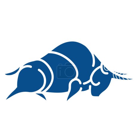 Téléchargez les photos : Logo, taureau agressif stylisé en bleu, objet isolé sur blanc, illustration vectorielle, eps - en image libre de droit