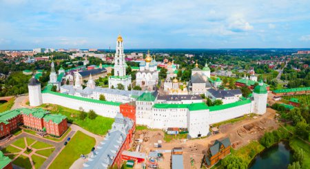 San Sergio Trinidad Lavra Monasterio vista panorámica aérea en la ciudad de Sergiyev Posad, anillo de oro de Rusia
