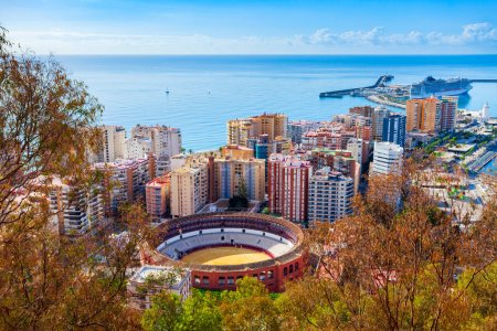 Malaga aerial panoramic view. Malaga is a city in the Andalusia community in Spain